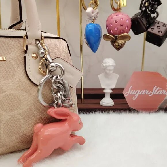 Coach Bunny Bag Charm Keychain - Picture 7 of 8